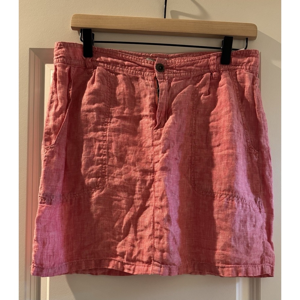 Horny Toad Lithe Veni Linen Skirt Womens 4 Red A-Line Casual Coastal Summer